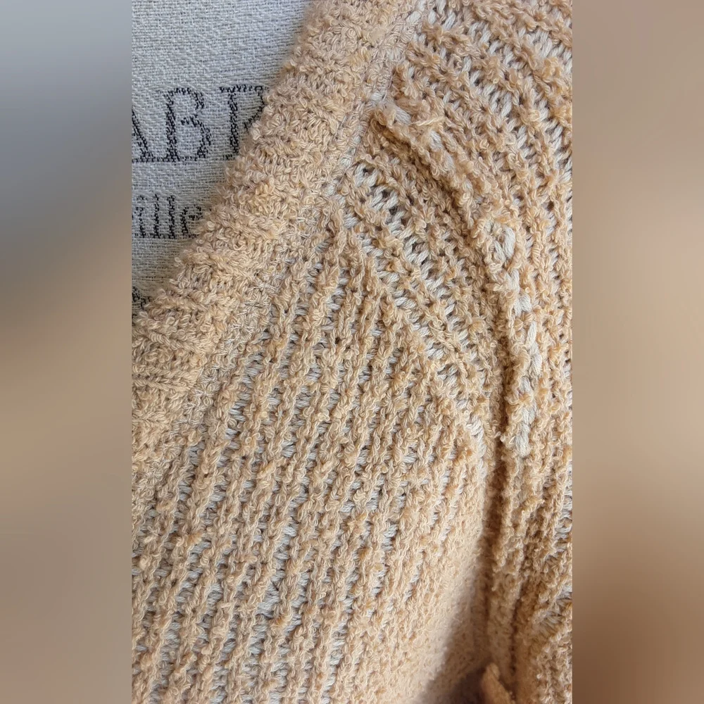 Free People Ochre Cozy V-neck Long Sleeve Knit Sweater.